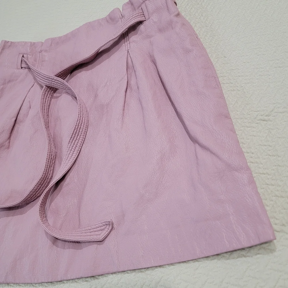 Free People Peyton Faux Leather Paperbag Waist Skirt Size 12